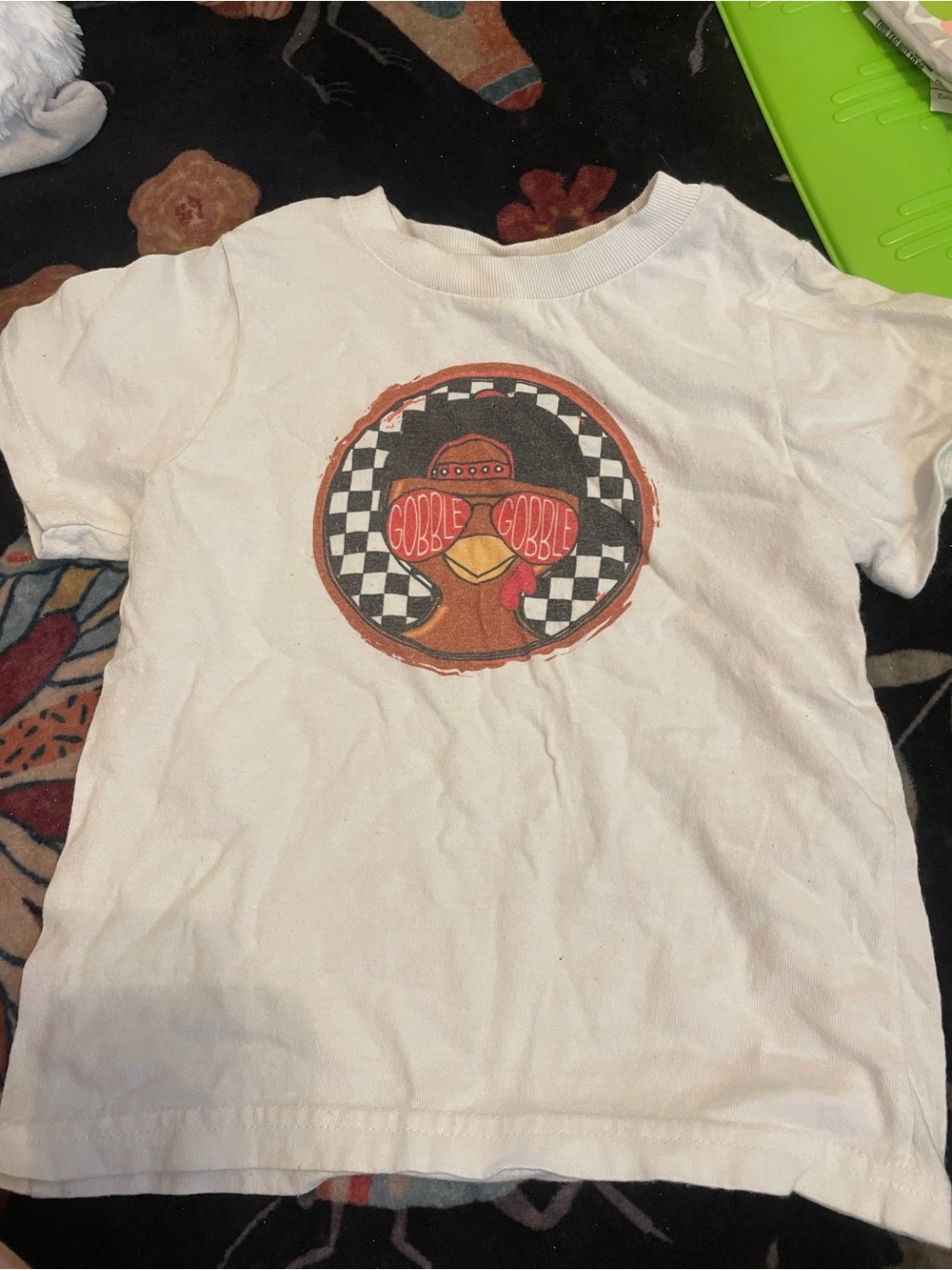 Kids White 'Gobble Gobble' Turkey Graphic Tee
